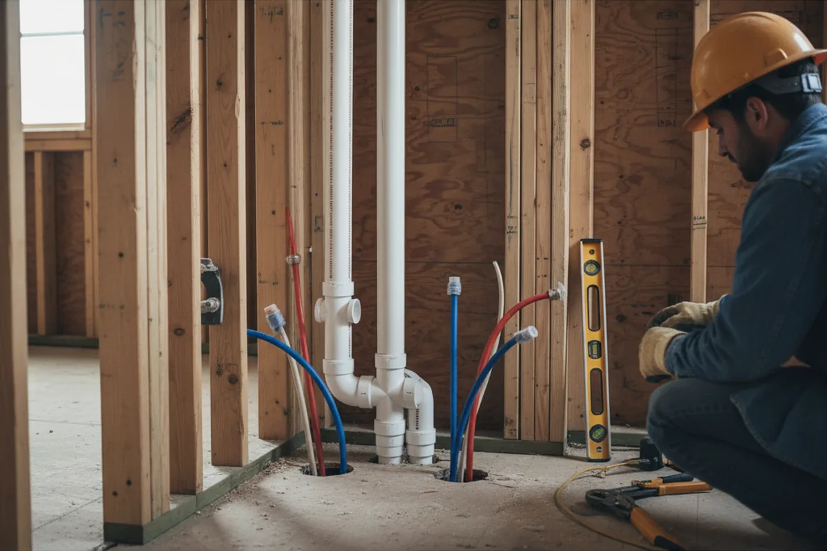Drain and supply rough-in during Drain Cleaning in Owings Mills